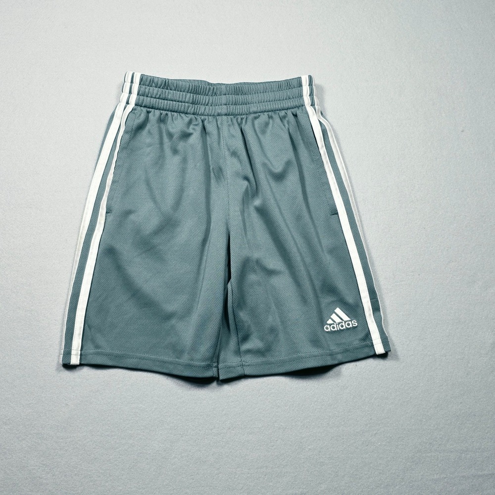 Adidas 3-Stripes Mesh Gray Athletic Shorts - Boys Size Small